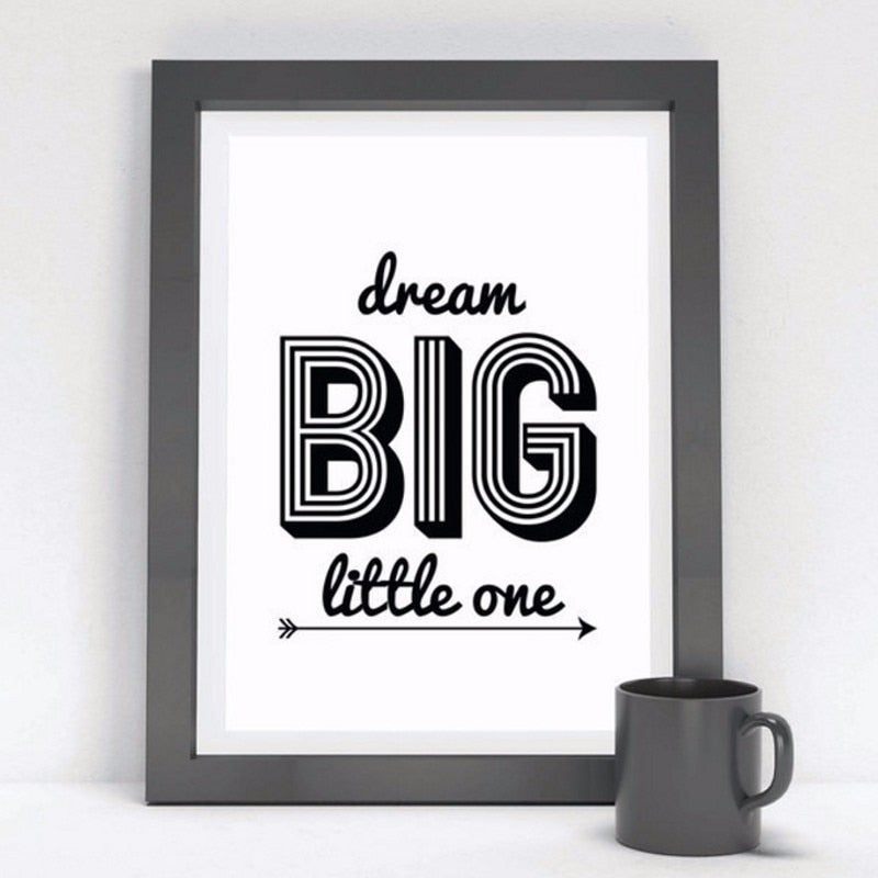 Minimalist Black And White Inspiring Letters - Canvas Wall Art Painting | Bowlift