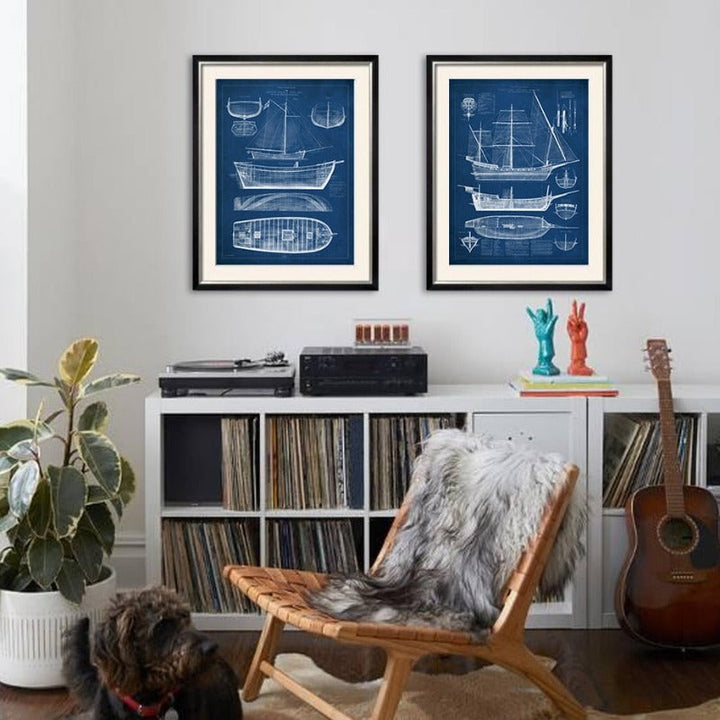 Ship Blueprint - Canvas Wall Art Painting | Bowlift