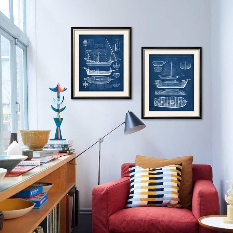 Ship Blueprint - Canvas Wall Art Painting | Bowlift