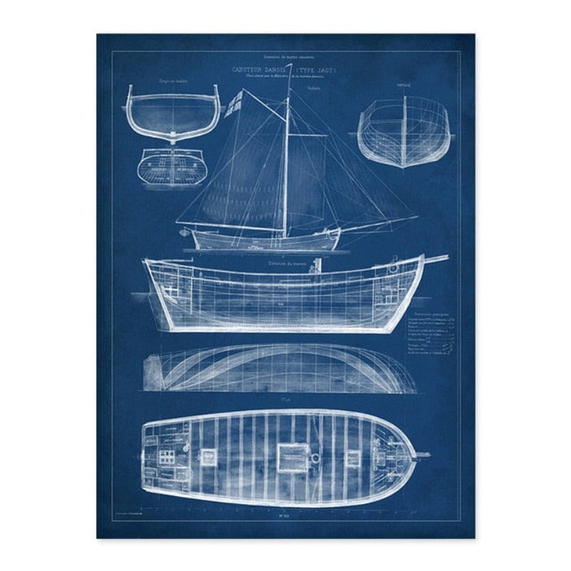 Ship Blueprint - Canvas Wall Art Painting | Bowlift
