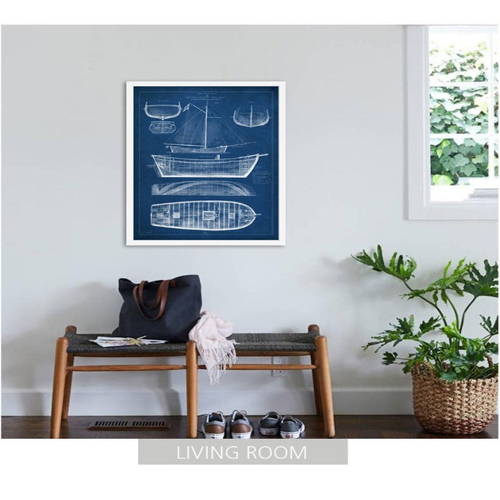 Ship Blueprint - Canvas Wall Art Painting | Bowlift