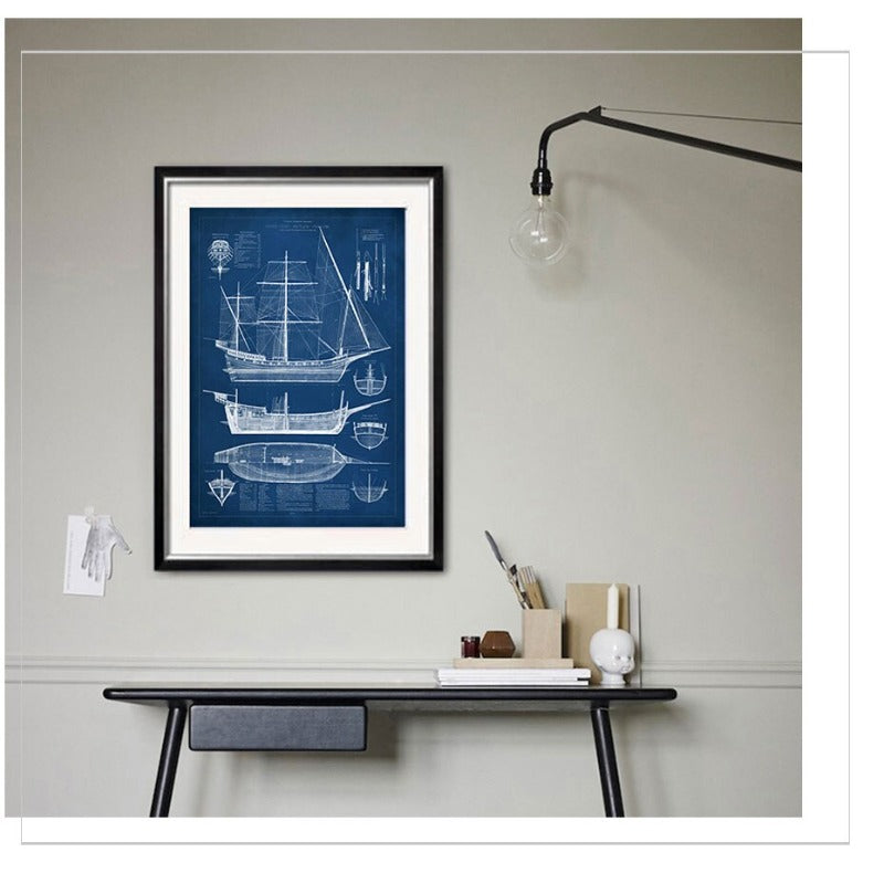 Ship Blueprint - Canvas Wall Art Painting | Bowlift