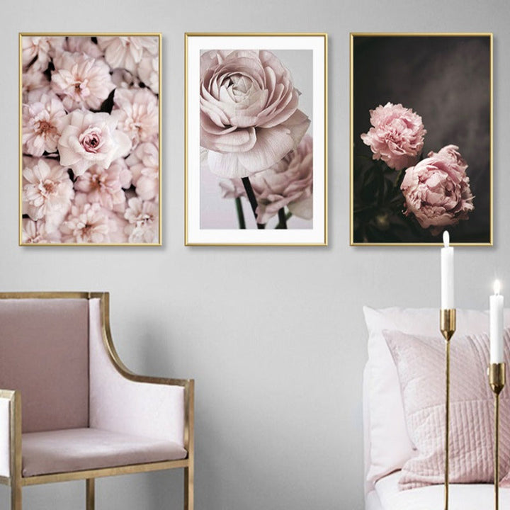 Modern Romantic Light Pink Peonies Flowers - Canvas Wall Art Painting | Bowlift