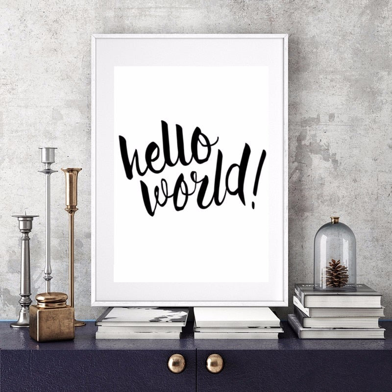 Hello World Nursery Quote - Canvas Wall Art Painting | Bowlift