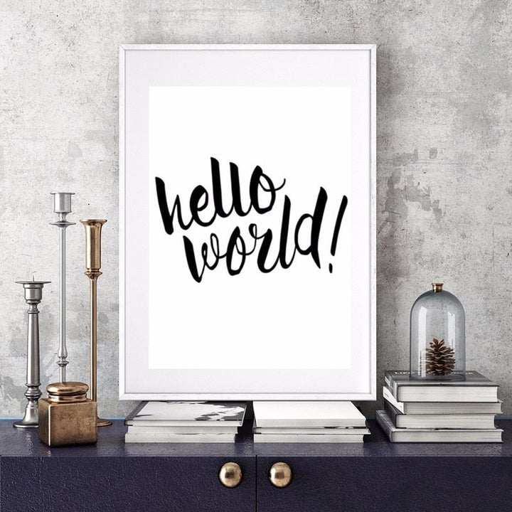 Hello World Nursery Quote - Canvas Wall Art Painting | Bowlift