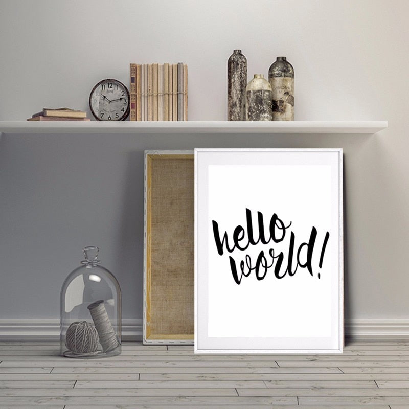 Hello World Nursery Quote - Canvas Wall Art Painting | Bowlift