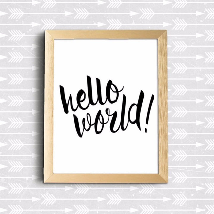 Hello World Nursery Quote - Canvas Wall Art Painting | Bowlift