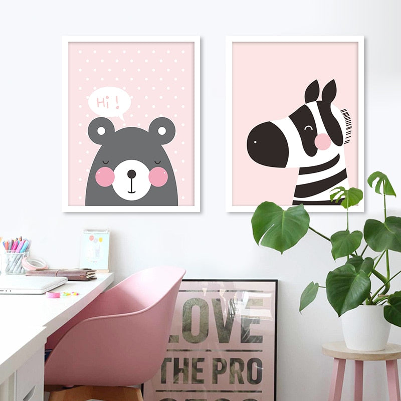 Modern Cartoon Animals Canvas Paintings - Canvas Wall Art Painting | Bowlift