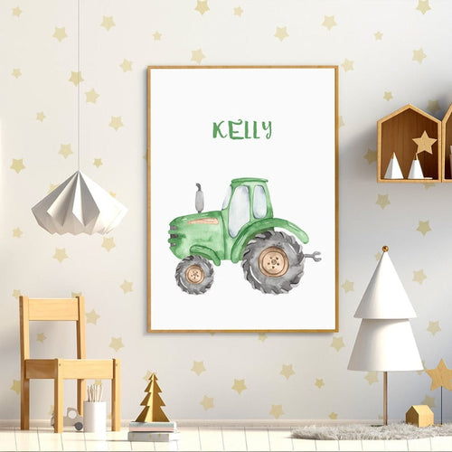 Personalized Name Tractor Boys - Canvas Wall Art Painting | Bowlift