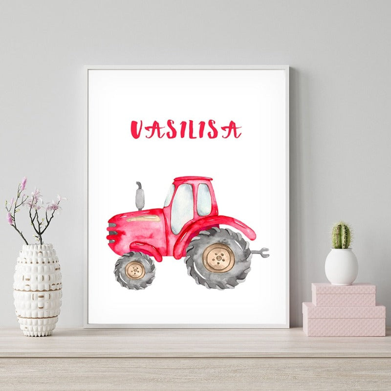 Personalized Name Tractor Boys - Canvas Wall Art Painting | Bowlift