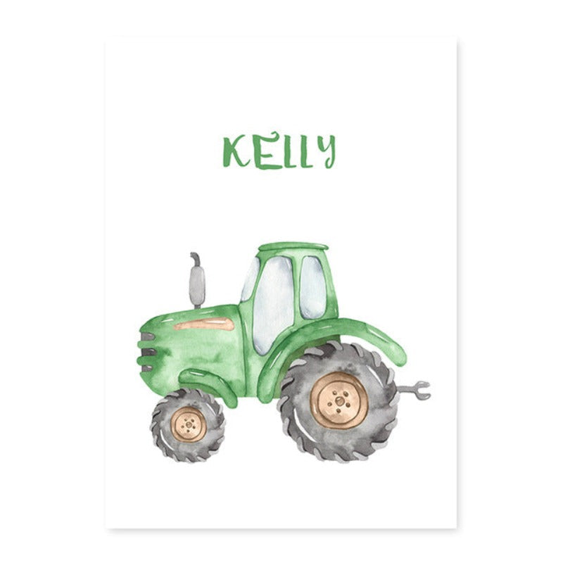 Personalized Name Tractor Boys - Canvas Wall Art Painting | Bowlift