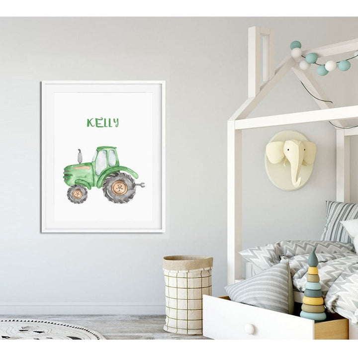 Personalized Name Tractor Boys - Canvas Wall Art Painting | Bowlift