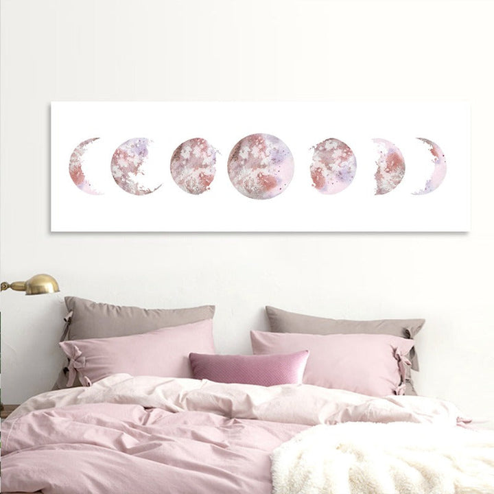 Modern Space Various Moon Phases Prints  - Canvas Wall Art Painting | Bowlift
