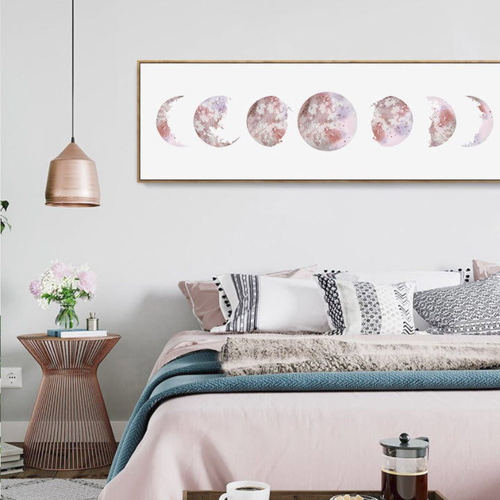 Modern Space Various Moon Phases Prints  - Canvas Wall Art Painting | Bowlift