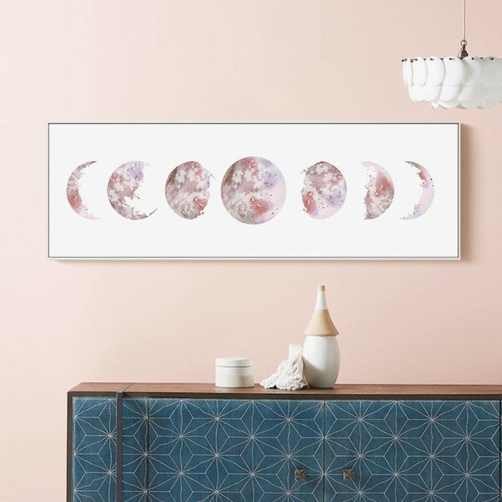 Modern Space Various Moon Phases Prints  - Canvas Wall Art Painting | Bowlift