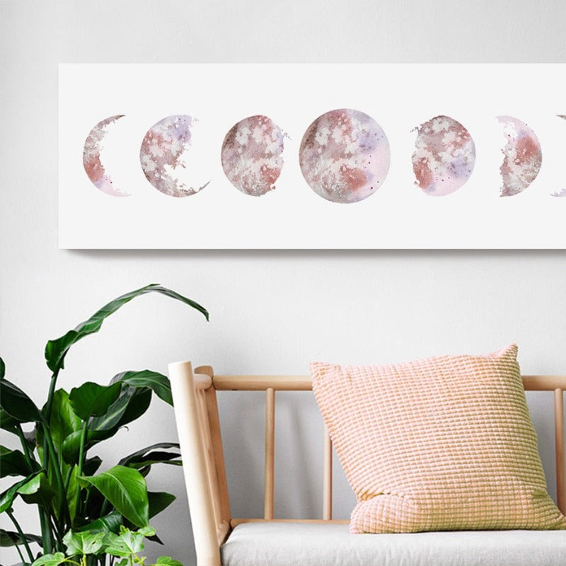Modern Space Various Moon Phases Prints  - Canvas Wall Art Painting | Bowlift