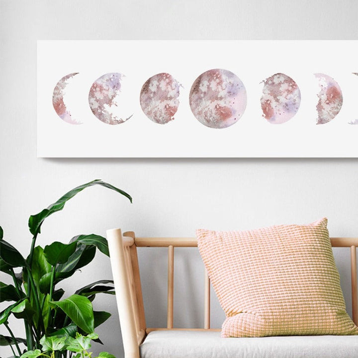 Modern Space Various Moon Phases Prints  - Canvas Wall Art Painting | Bowlift