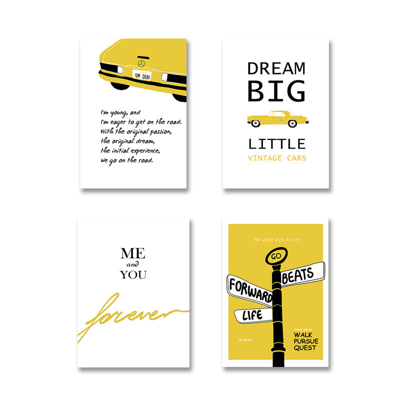 Modern Yellow Dream Letters Prints Poster  - Canvas Wall Art Painting | Bowlift
