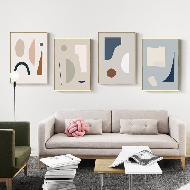 Modern Trend Geometric Abstract Color Block - Canvas Wall Art Painting | Bowlift