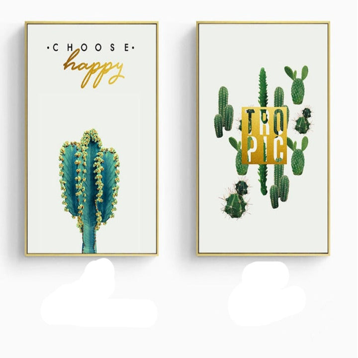 Life Quote Cactus  - Canvas Wall Art Painting | Bowlift