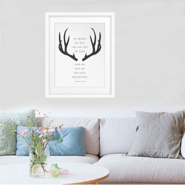 Minimalist Black And White Antlers Inspiring - Canvas Wall Art Painting | Bowlift
