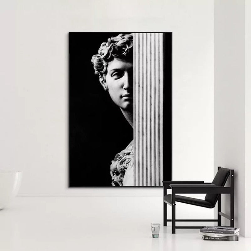 Vintage David Figure Sculpture - Canvas Wall Art Painting | Bowlift