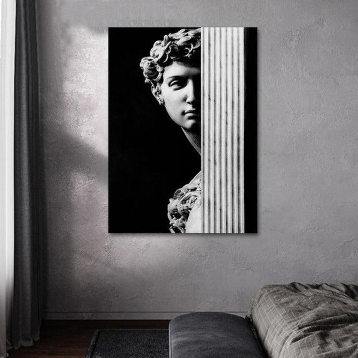 Vintage David Figure Sculpture - Canvas Wall Art Painting | Bowlift