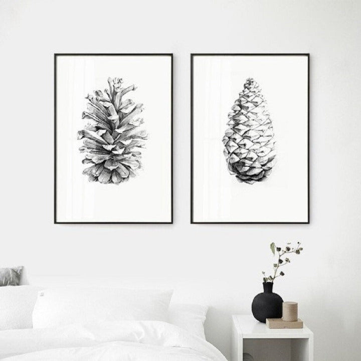 Hand Draw Pine Cone - Canvas Wall Art Painting | Bowlift