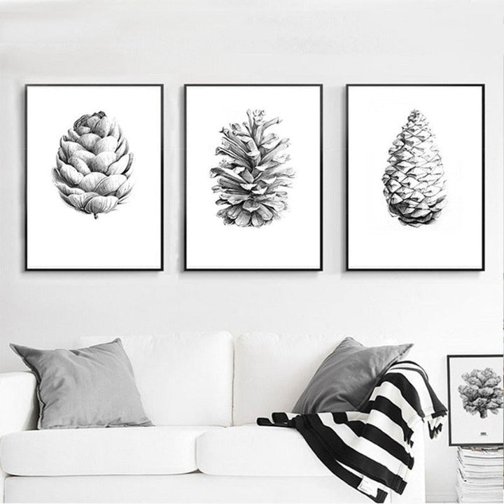 Hand Draw Pine Cone - Canvas Wall Art Painting | Bowlift