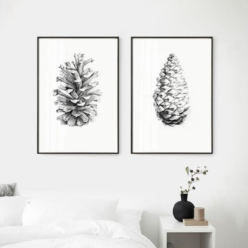 Hand Draw Pine Cone - Canvas Wall Art Painting | Bowlift