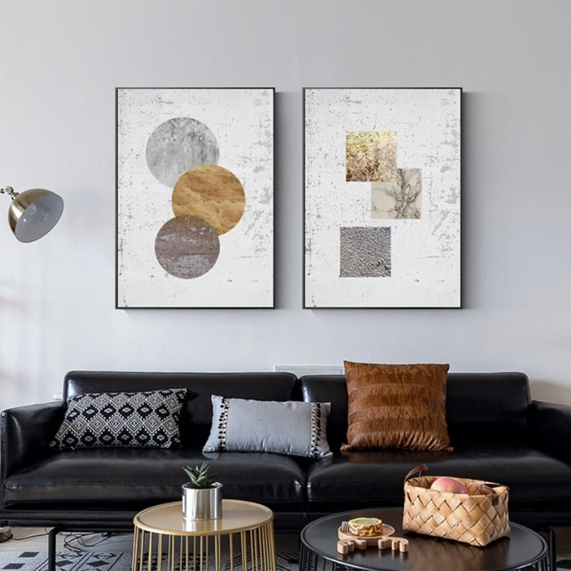 Vintage Abstract Geometric - Canvas Wall Art Painting | Bowlift