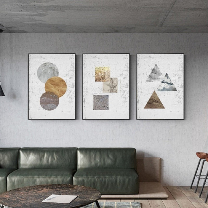Vintage Abstract Geometric - Canvas Wall Art Painting | Bowlift