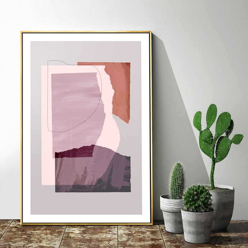 Marble Blue Pink Prints - Canvas Wall Art Painting | Bowlift