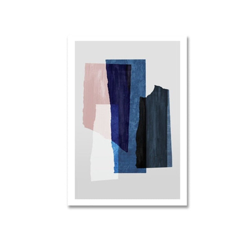 Marble Blue Pink Prints - Canvas Wall Art Painting | Bowlift