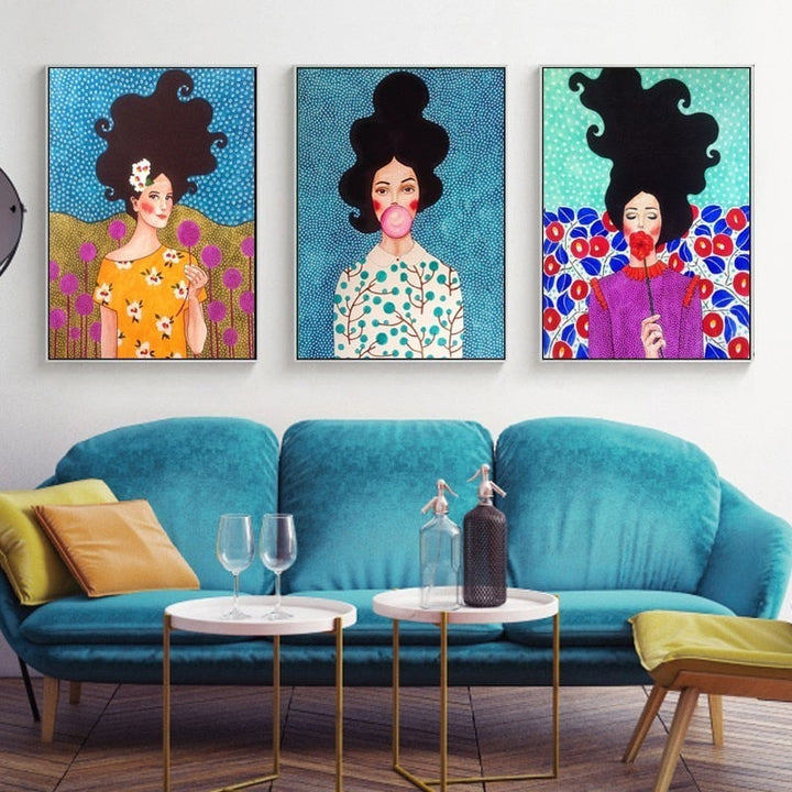 Fashion Flower Girl - Canvas Wall Art Painting | Bowlift