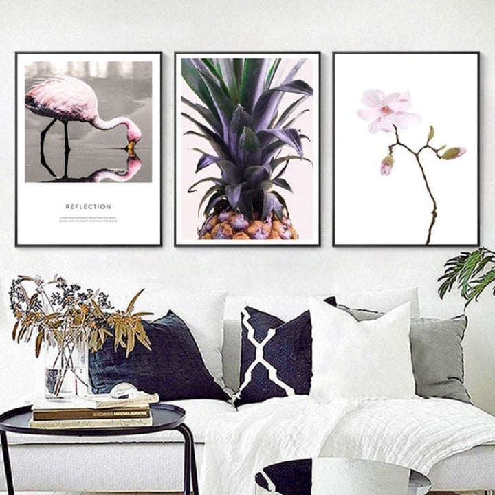 Nordic Scandinavia Floral Pineapple - Canvas Wall Art Painting | Bowlift