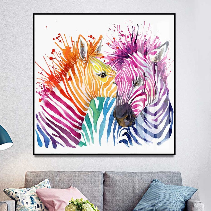 Vivid African Zebras - Canvas Wall Art Painting | Bowlift