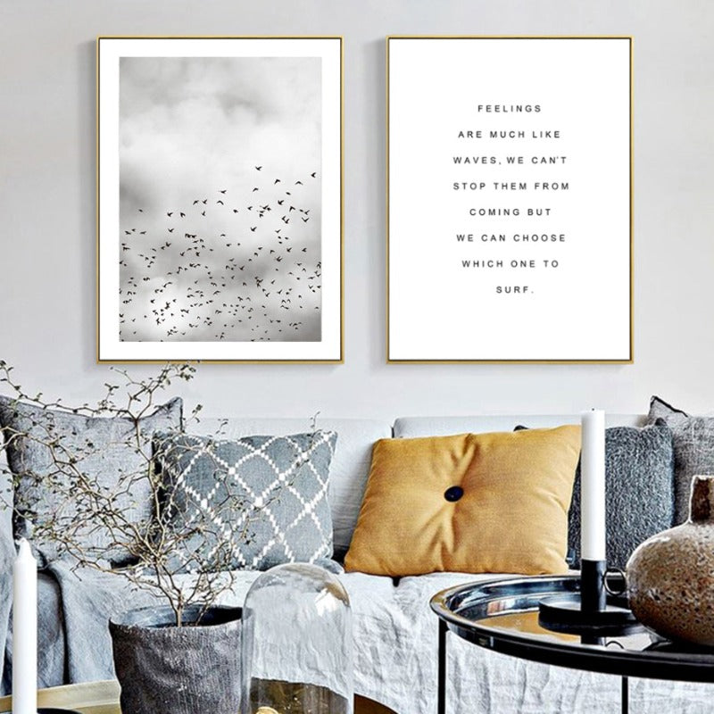 Grey Dandelion Sky Scene Life Quotes  - Canvas Wall Art Painting | Bowlift