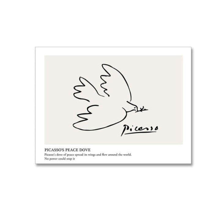 Vintage Abstract Figure Dove Minimalist - Canvas Wall Art Painting | Bowlift