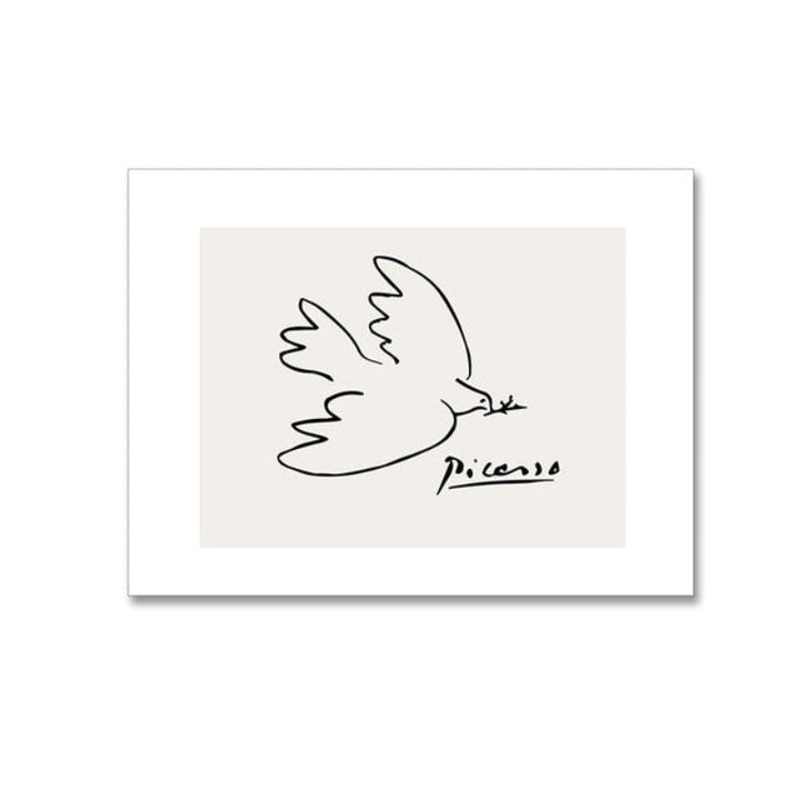 Vintage Abstract Figure Dove Minimalist - Canvas Wall Art Painting | Bowlift