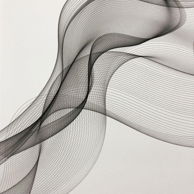 Minimalist Abstract Wavy Lines Pattern Black White - Canvas Wall Art Painting | Bowlift