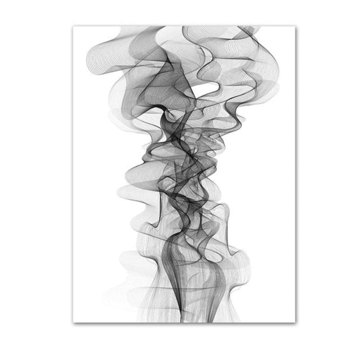 Minimalist Abstract Wavy Lines Pattern Black White - Canvas Wall Art Painting | Bowlift