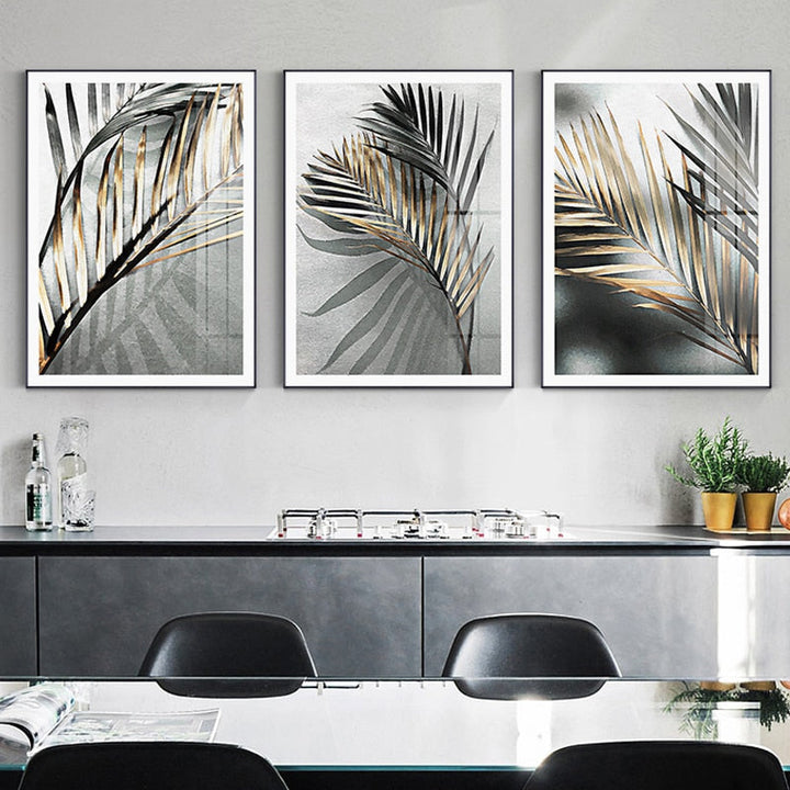 Deep Palm Leaves - Canvas Wall Art Painting | Bowlift