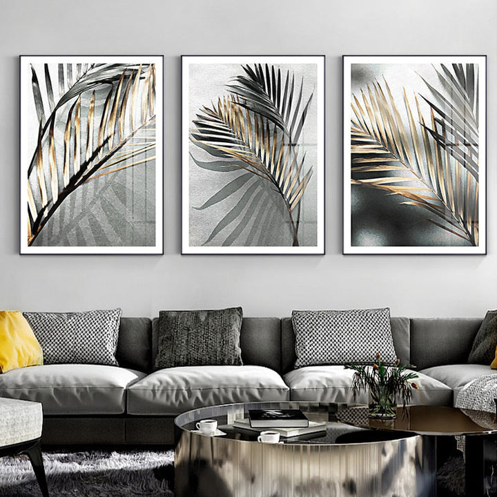 Deep Palm Leaves - Canvas Wall Art Painting | Bowlift