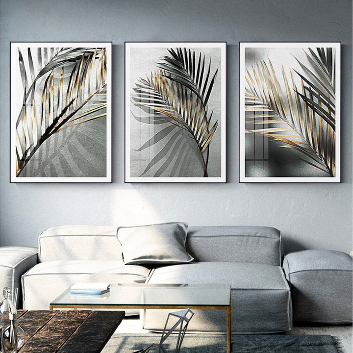 Deep Palm Leaves - Canvas Wall Art Painting | Bowlift