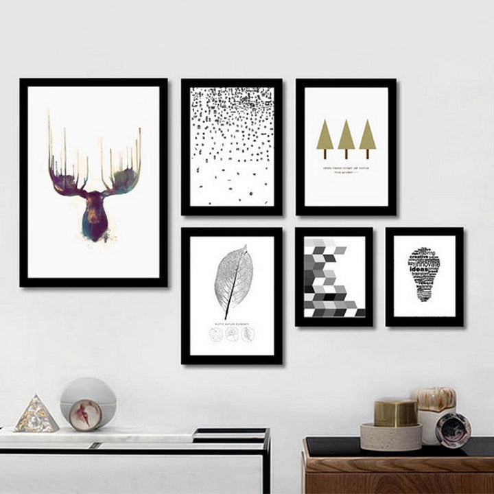 Deer Art Geometric - Canvas Wall Art Painting | Bowlift