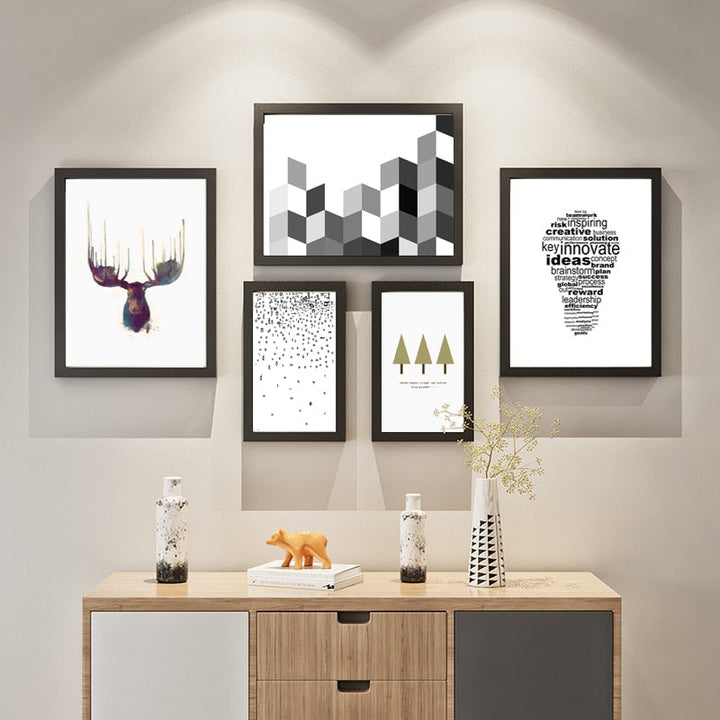 Deer Art Geometric - Canvas Wall Art Painting | Bowlift