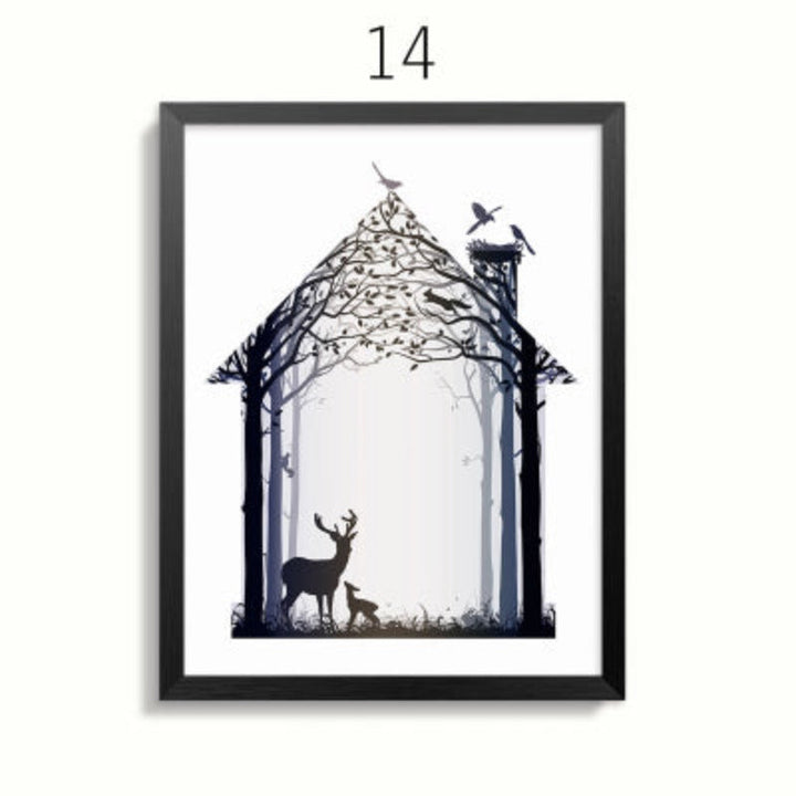 Abstract Deer Family Animals - Canvas Wall Art Painting | Bowlift