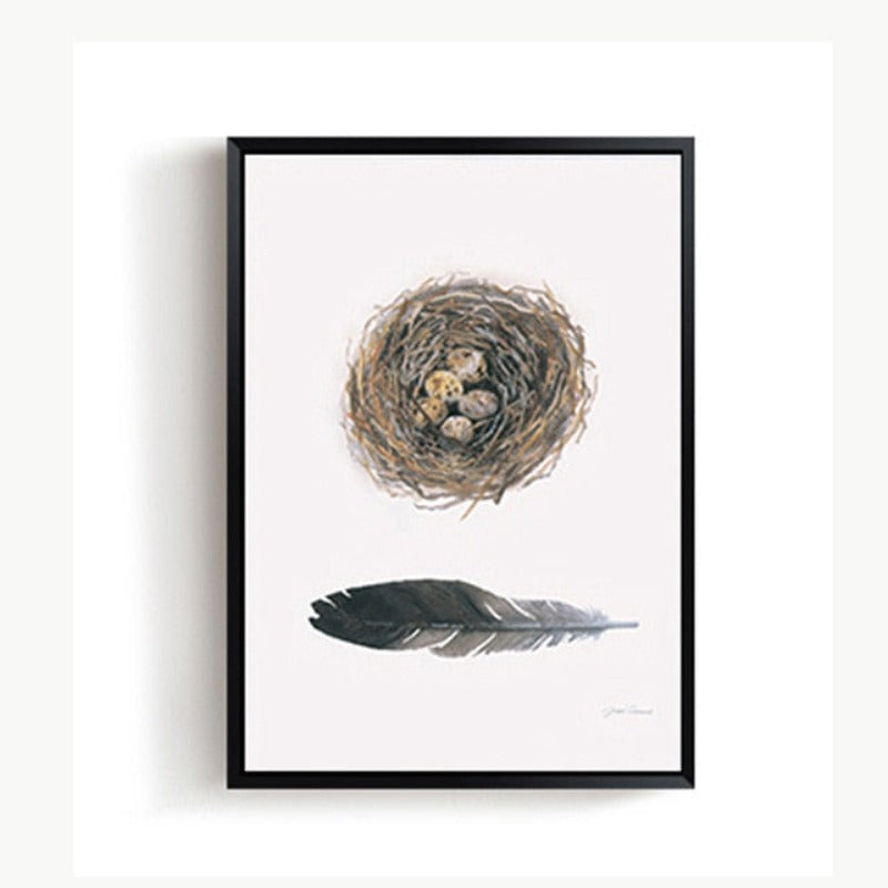 Vintage Abstract Beautiful Feather - Canvas Wall Art Painting | Bowlift