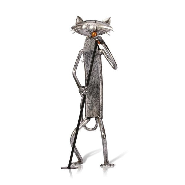 3 Mini Musician Cats Modern Sculpture | Bowlift